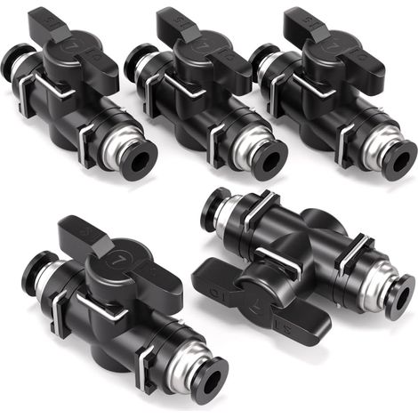 5 Pcs 4mm pneumatique robinet à boisseau sphérique raccord de poussée Buc Air Flow Control Valve direct raccord rapide raccord de tuyau d'air (1/5)