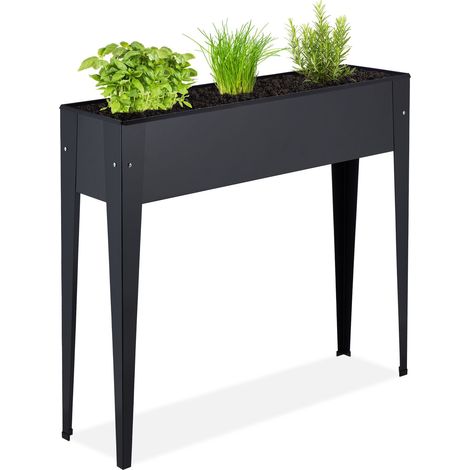 Relaxdays Aiuola Rialzata, HLP 83 x 99 x 26 cm, Orto per Balcone, Giardino e Terrazza, per Piantare Verdure e Erbe, Nero (1/5)