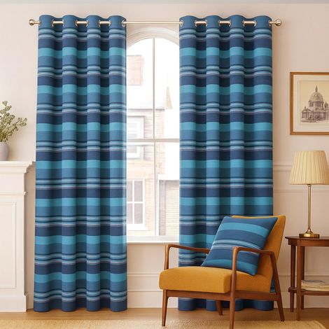 HOMESCAPES Gardinen mit Ösen Morocco blau im 2er Set, 228 x 167 cm