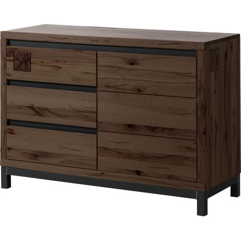 Credenza in legno di faggio 120x45x85 oliato marrone tabacco VILLANDERS 210