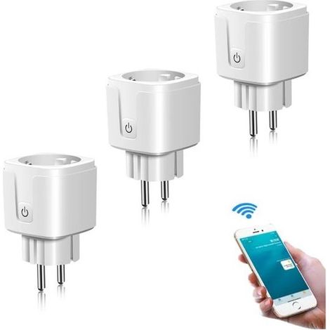 Lot de 3 prises connectées Wi-Fi compatibles Google Home et Amazon Alexa, avec minuterie et suivi de consommation via application (1/2)