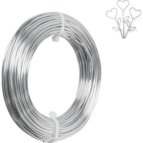 Fil pour bricolage, 2 mm x 30 m, fil à bijoux argenté, fil en aluminium, fil de bricolage flexible, argenté, pour la fabrication de couronnes, la fabrication de bijoux, le modélisme (1/5)
