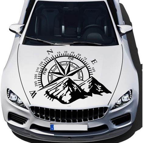 Pegatina de Jeep con brújula y montaña, pegatina para coche, pegatina de vinilo impermeable para capó/ventana/lateral de la carrocería (60x50CM) (1/5)