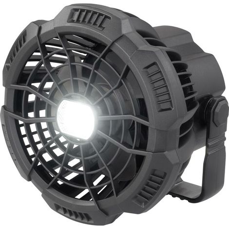 Ventilateur sans fil rechargeable noir, rotatif, avec télécommande et lumière intégrée. Ventilateur de camping avec lumière intégrée. (1/5)