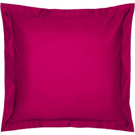 Umberto Ravelli – Lot de 2 taies d'oreillers 65 x 65 cm en coton 57 fils – Couleur fuchsia – Volant plat de 5 cm