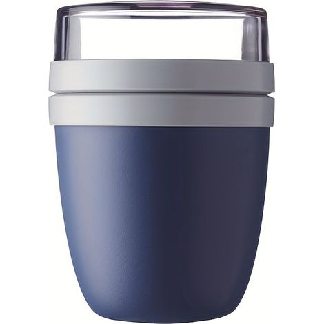 Tragbarer Joghurtbecher mit Fach für Toppings, kreative Lunchbox, Reise-Aufbewahrungsbox für Joghurt und Snacks, Marineblau – 1 Stück