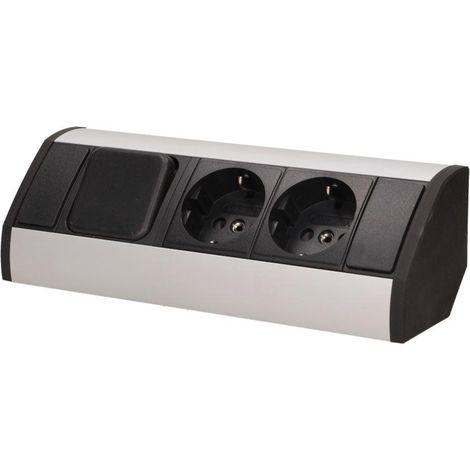 ORNO GM-9002 Presa Angolare 2x Shuko Con Interruttore e Blocco Bambini 45 ° a Montaggio Superficiale 3680W per Cucina Ufficio e Piano di Lavoro (nero) (1/5)