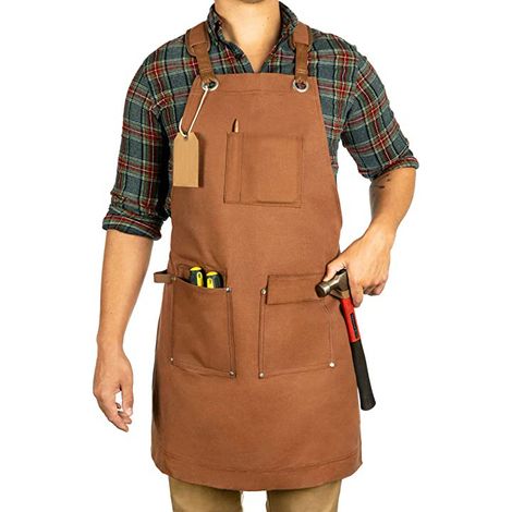 Tablier de travail robuste en toile cirée avec poches (édition de luxe marron) (1/5)