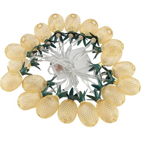 Guirlande lumineuse LED en forme d'ananas, en métal ajouré, alimentée par piles (20 LED), idéale pour les fêtes, les mariages et les jardins. (1/5)