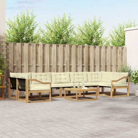 vidaXL Outdoor-Sofagarnitur 8 pcs Weiß und Creme 79 x 79 x 37 cm (1/5)