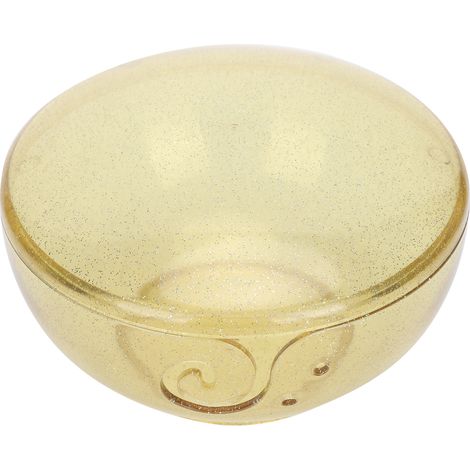 Transparente, goldfarbene ABS-Wollschale mit Deckel, ideal zur Aufbewahrung von Wolle und Strickzubehör. (1/5)