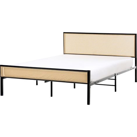 Bett mit Lattenrost Polyrattan AVANTON 140 x 200 cm Schwarz
