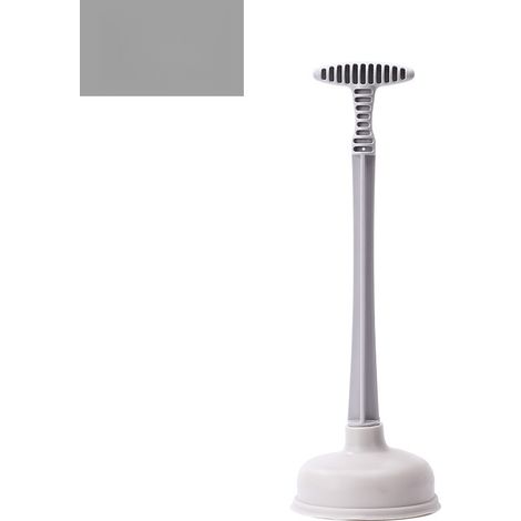 déboucheur de canalisations de toilettes, ventouse pour toilettes, outil de débouchage domestique, manche long (déboucheur de toilettes gris) (1/5)