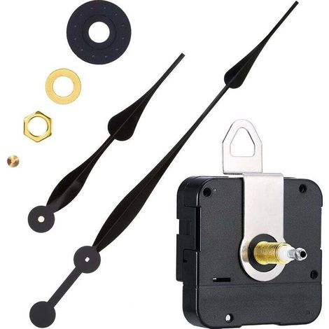 [NIEMALS VERWENDET] ClockHigh Torque Uhrwerk-Ersatzmechanismus mit Uhrzeigern für Zifferblätter über 60 cm Durchmesser – Schwarz