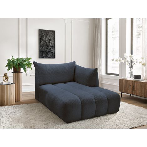 BOBOCHIC - Méridienne pour canapé modulable AZRA tissu bouclette Angle droit  Bleu foncé