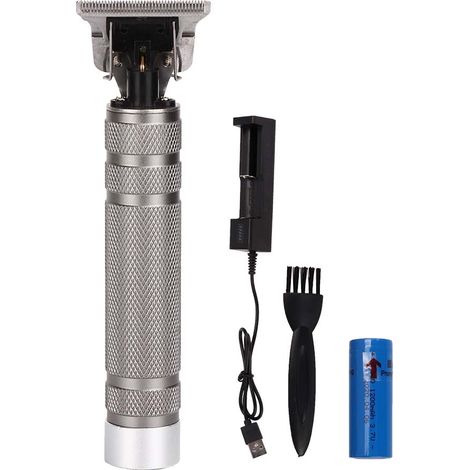 Tondeuse Cheveux Rechargeable USB Vintage - Outil de Coupe Sans Fil Portable pour Barbier - Argenté (1/5)