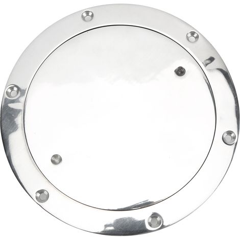 Trappe de pont ronde de 15 cm (6 po) en acier inoxydable 316, étanche, antidérapante et polie miroir. (1/5)