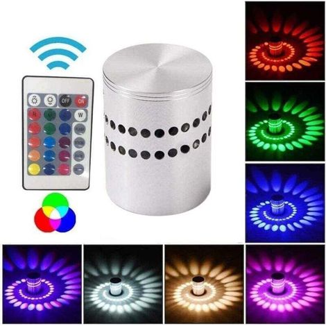 Spirale aluminium Applique murale à LED Décoration Chambre Véranda Hall d'entrée plafond Salon 3W Atmosphère lampe RGB lumière colorée avec télécommande [Classe énergétique A+]. (1/4)
