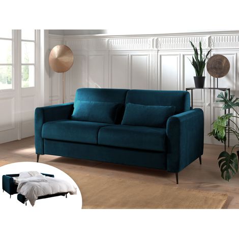 Owen - canapé 3 places convertible - couchage quotidien - matelas 12 cm - en velours (1/5)