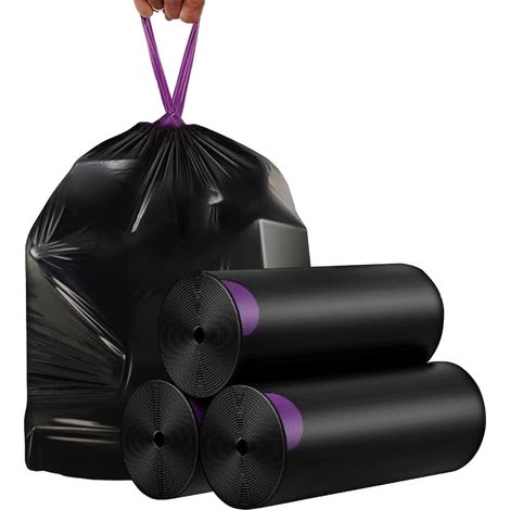 Sacs Poubelle avec Cordon de Serrage 50L à 60L Noir, HDPE, 216pcs (1/5)