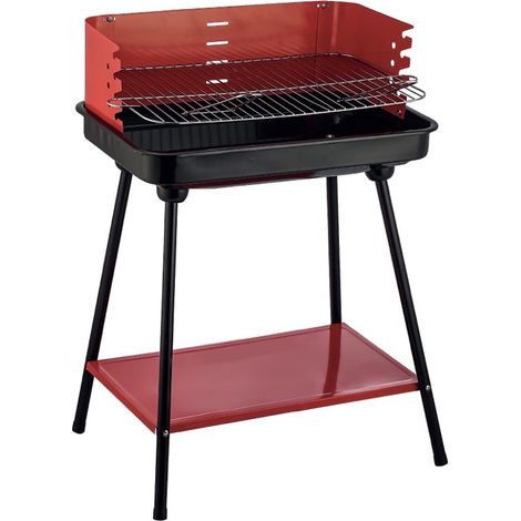 MAURY'S BARBECUE RETTANGOLARE CON RIPIANO 58X38XH82 CM IN COLORE ROSSO (1/4)