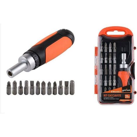 Trade Shop - Mehrzweck-Ratschen-Schraubendreher-Set, 21-teilig, magnetische Doppelfunktion, 92192 -