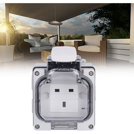 IP66 wetterfeste Außenwandsteckdose, wetterfest, wasser- und UV-beständig, 250 V 13 A, entspricht dem britischen Standard für wetterfeste Gartensteckdosen, 3-Loch-Steckdose. (1/5)