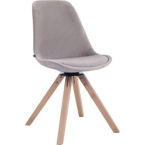 Silla de comedor x1 Silla para visitas giratoria 360° en terciopelo gris, base de madera cuadrada clara 100003505