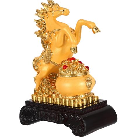 Statuette Cheval Chinois Résine pour Décoration Intérieure Symbole Zodiaque Feng Shui comme Ornement de Table ou Collection (1/5)