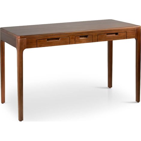 Les Tendances – Bureau droit VALENCIA – Bois massif d’acajou – 120 x 60 x 76 cm – 3 tiroirs intégrés – Design minimaliste et chaleureux