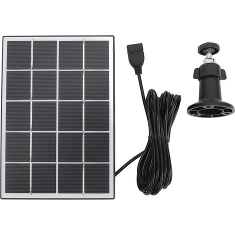 Panneau solaire monocristallin 3 W pour caméra de sécurité extérieure 5 V avec support, noir (1/5)