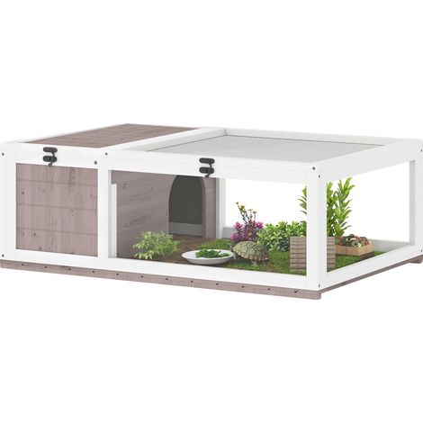 Maison Tortue, Construction en Bois Durable, Panneaux Latéraux Amovibles, BLANC (1/2)