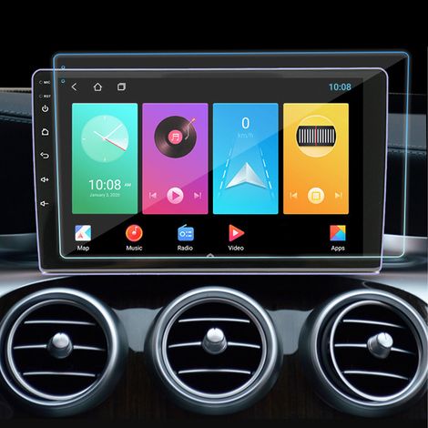 Displayschutzfolie aus gehärtetem Glas für große 9- und 10-Zoll-Android-Bildschirme, universelle Navigationsfolie für die Mittelkonsole im Fahrzeuginnenraum (Verpackung und Reinigungsset enthalten), 9 (1/4)