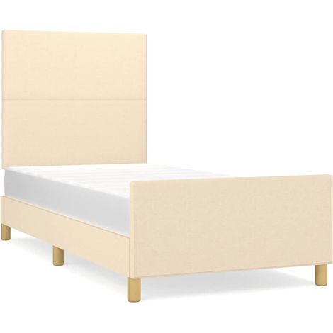 Lit simple,Lit adulte,Cadre de lit sans matelas crème 90x190 cm tissu CFW6938392 (1/5)
