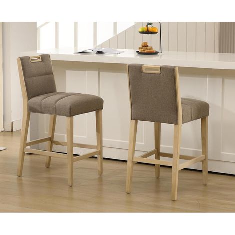 Barhocker 4er Set Leinen mit Rückenlehne und Fußstütze Braun (1/5)