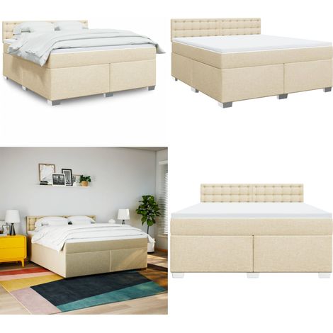 vidaXL Boxspringbett mit Matratze Creme 180x200 cm Stoff (1/5)