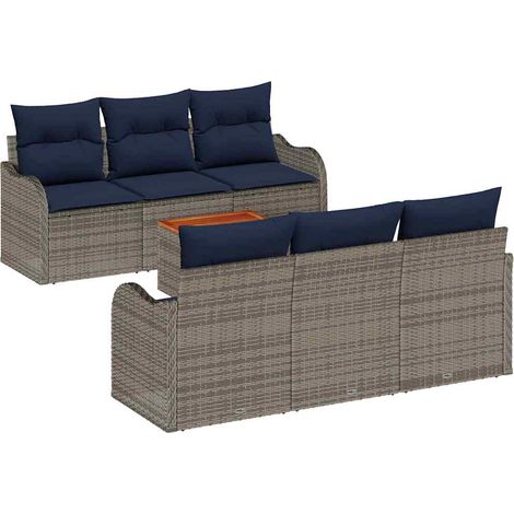 Garden Sofa Set 7 pcs Grey Poly Rattan vidaXL (1/5)