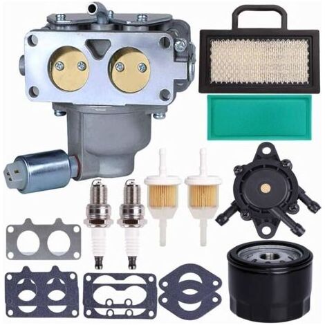 Carburateur 791230, compatible avec moteur bicylindre en V Briggs & Stratton 407777 20-25 CV, kit carburateur 699709 499804 pour John Deere MIA10632 LA150 LA145 LA130 L120 avec filtre à air pour tonde (1/5)