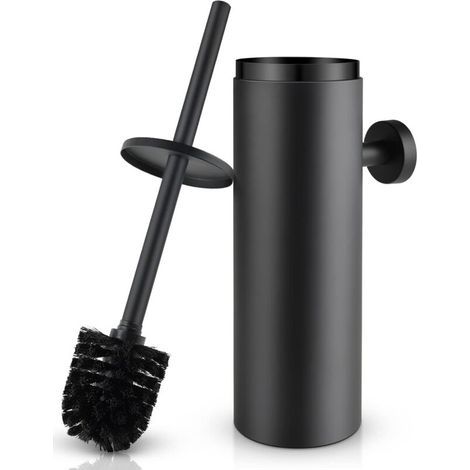 Ulisem Brosse WC INOX,Toilette WC avec Couvercle Anti-éclaboussures Fermé,Tête de Brosse Remplaçable Mesures 8 x 8 x 39 cm(Noire) (1/4)