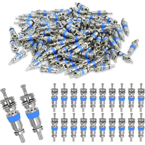 100 Pcs Valve Core for R410 R32 R22, High Pressure with Teflon Seal Copper Nickel Plated Valve, Replacement Part Ideal for Refrigeration Systems and Air Conditioning