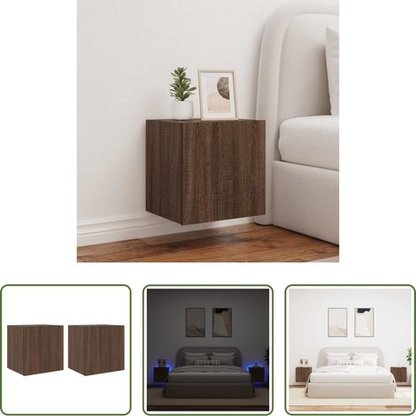 LED-Leuchten - TV-Wandschränke mit LED-Leuchten 2 Stk. Braun Eichen-Optik (1/5)