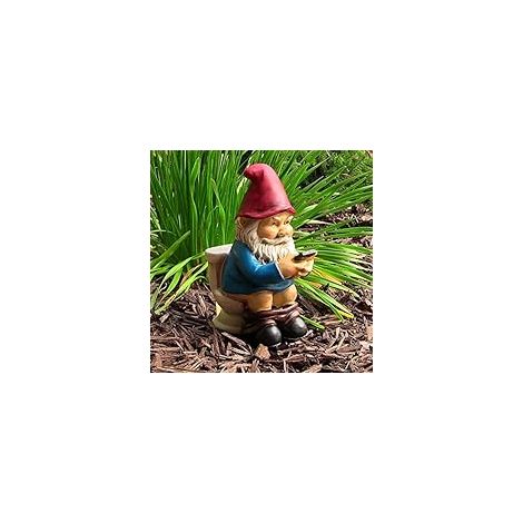 Nain de jardin sur les toilettes - 13 cm sur les toilettes avec journal - Figurine de jardin amusante - Décoration résistante aux intempéries pour jardin, camping - Décoration de jardin pour