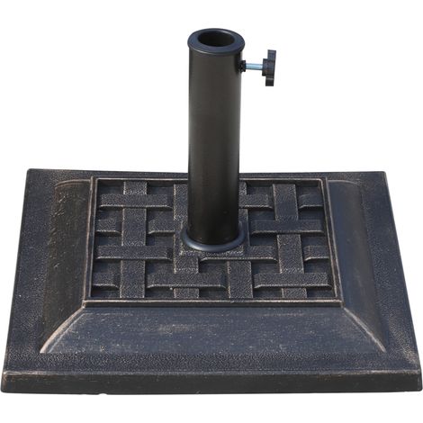Base per ombrellone 9 kg in resina bronzo 44 x 44 x 32 cm con inserti 38/48 mm (1/5)