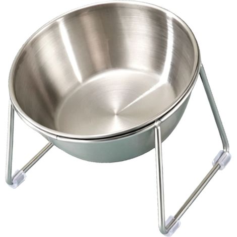 Gamelle sur pied pour chats et chiens, inclinaison de 15°, antidérapante, en acier inoxydable, avec support, dotée d'une protection au niveau du cou pour éviter les vomissements