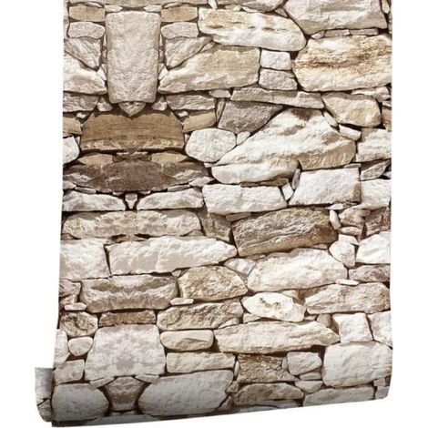 Papier Peint Auto-adhésif - - Effet Brique Pierre - 45cm x 600cm - Imperméable - Facile à Installer (1/4)