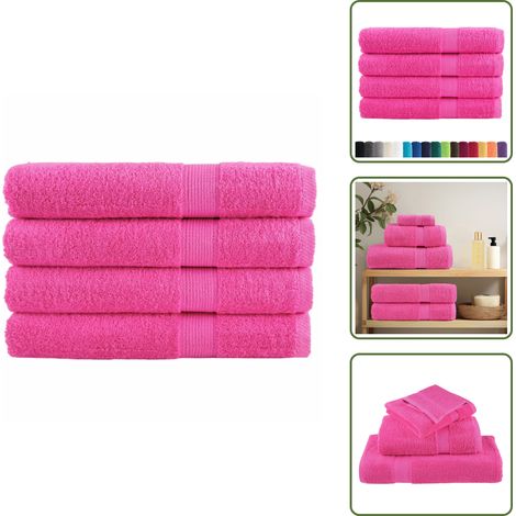 Premium-Handtücher SOLUND 4 Stk. Rosa 100x200 cm 600 g/m² - Baumwolle - Rosa Handtücher - Badezimmertextilien - Strandtuch - Badetuch (1/5)
