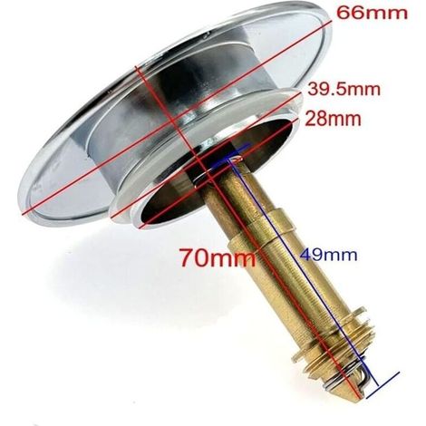 Tappo di scarico a pressione da 66 mm con chiusura click-clack per lavabo da bagno, lavello da cucina, lavabo da doccia, in ottone massiccio con cromatura. (1/4)