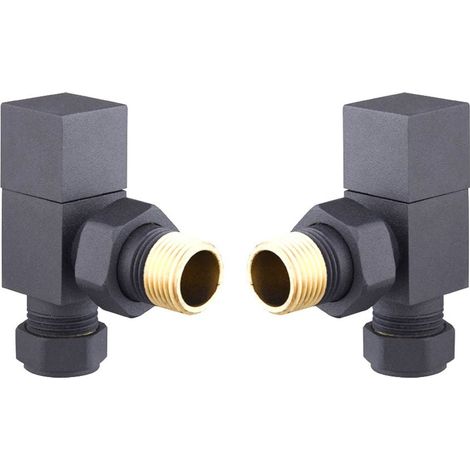 Heatwave Square Anthracite Angled Radiator Valves Pair