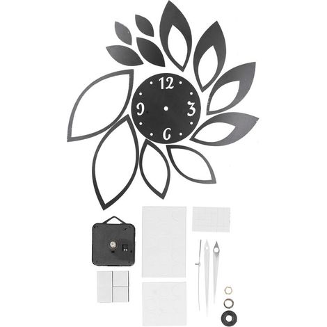 Jeffergarden Autocollants d'horloge murale miroir, bricolage, décor moderne pour la maison, autocollant de fond de salon noir-DOU