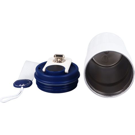 Gourde isotherme intelligente, minimaliste et portable, avec indicateur de température, tasse à café pour étudiants, blanche et bleue. (1/5)